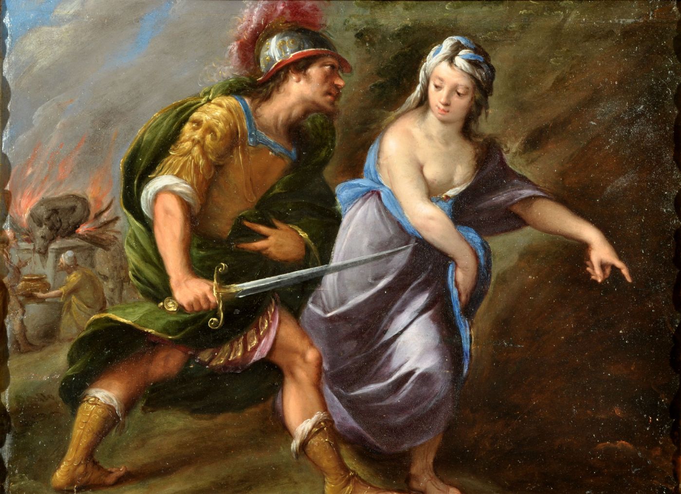 Die Cumäische Sibylle weist Äneas den Weg in die Unterwelt